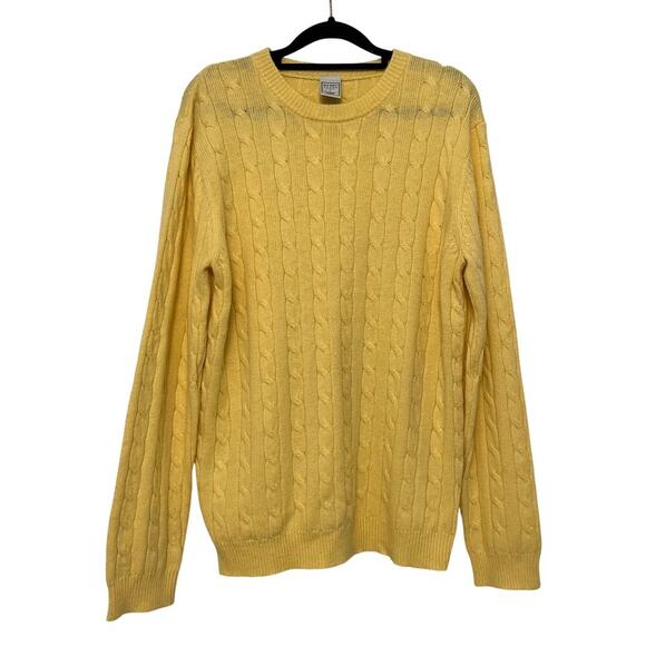 Old Navy Cable Knit Sweater Butter Yellow Size Large Wool Cashmere‎ Blend Preppy - Picture 1 of 7